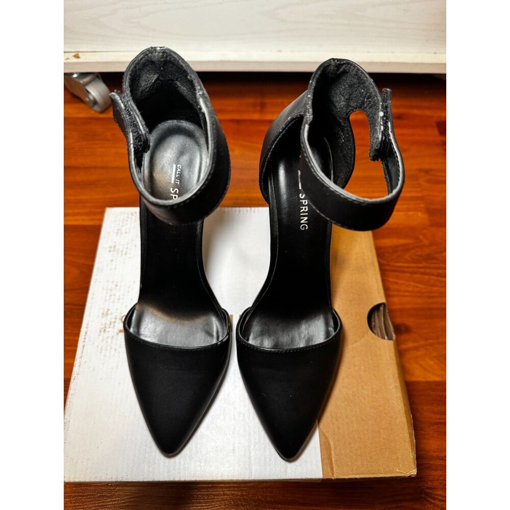 The Call It Spring Yadoven Black Ankle Strap Pointed Toe Heels - Picture 3 of 8